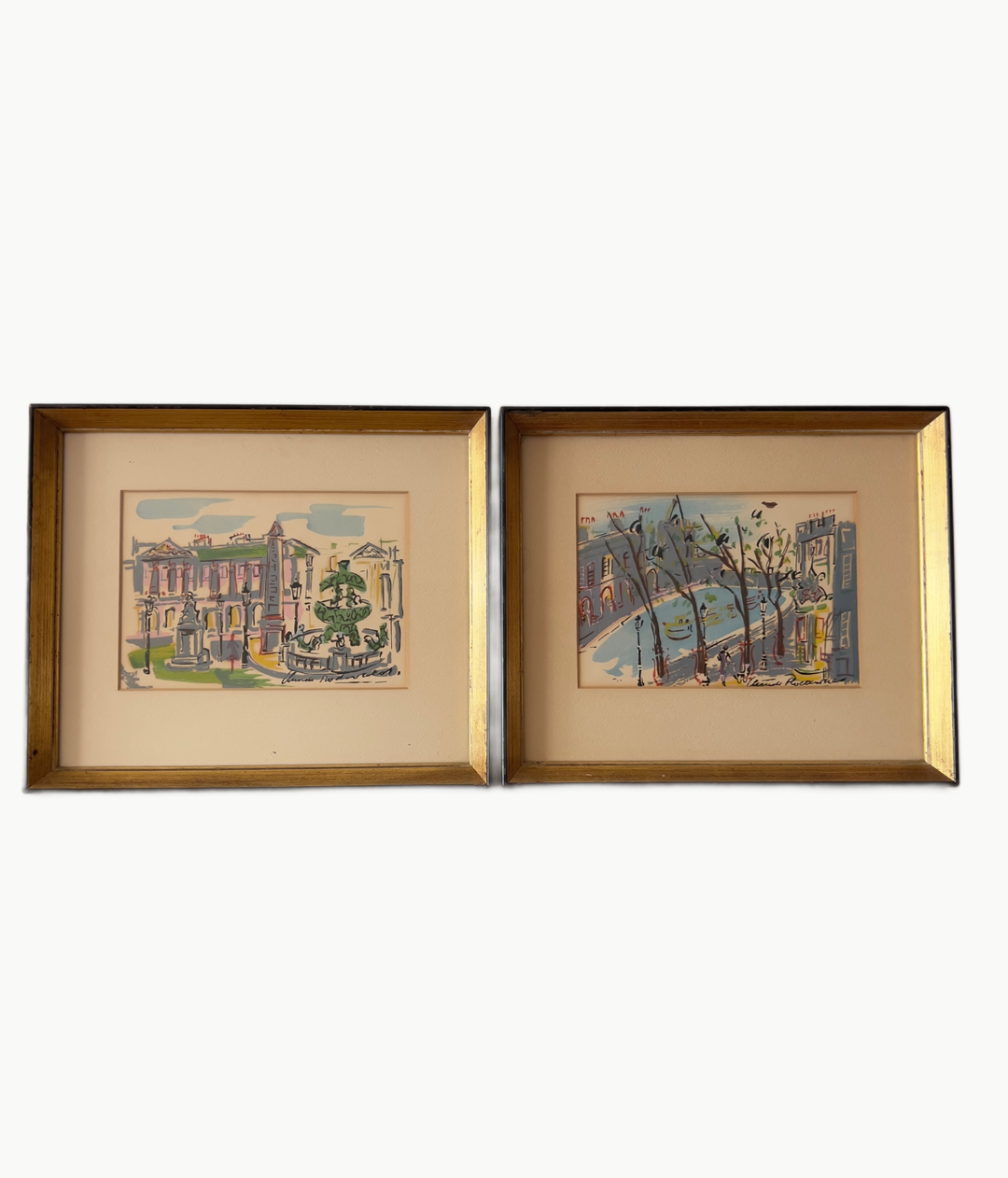 found pair of serigraph rodewald framed painting artwork french 5