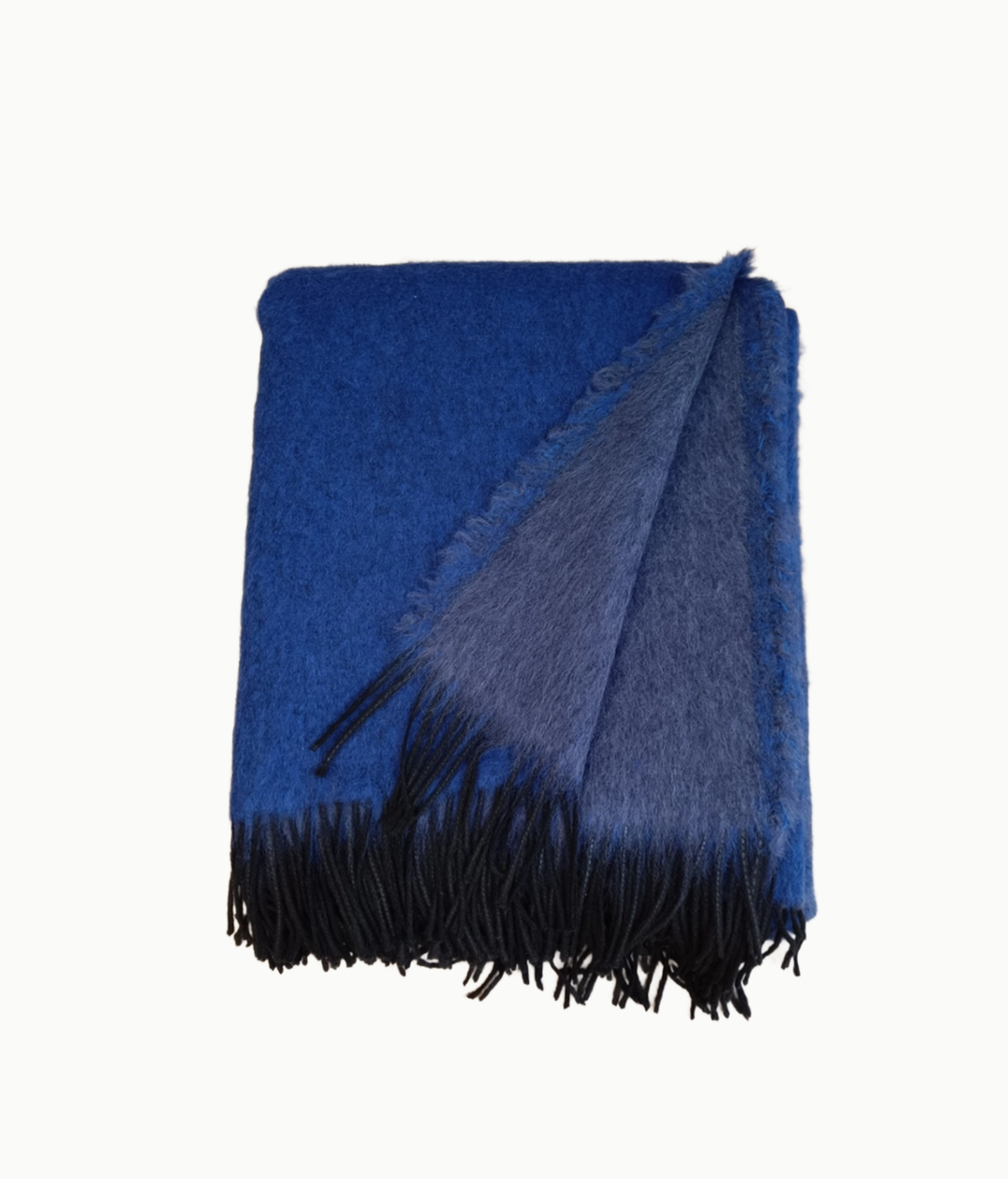 Mohair-blend, Eco-lux Italian Throw Blanket - Blue - andfoundfurnishings