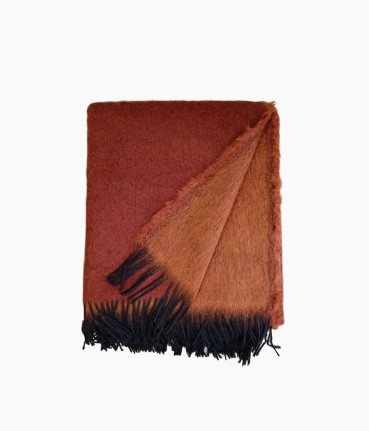 Mohair-blend, Eco-lux Italian Throw Blanket - Rust