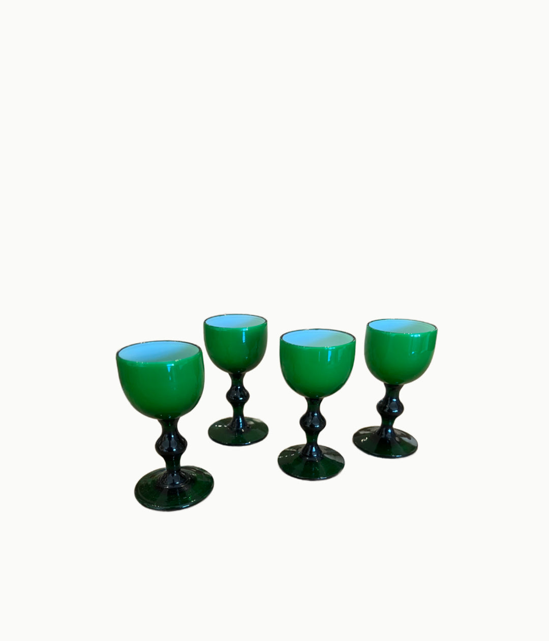 found vintage carlo moretti green cordial murano glasses B