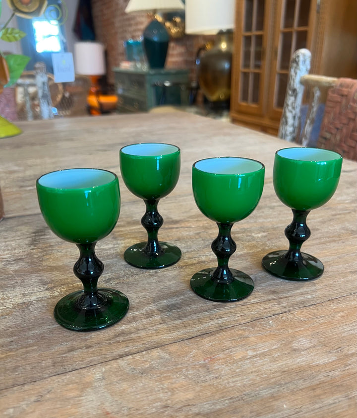Set of 4 Vintage Carlo Moretti handblown Cordial glasses from Murano, Italy
