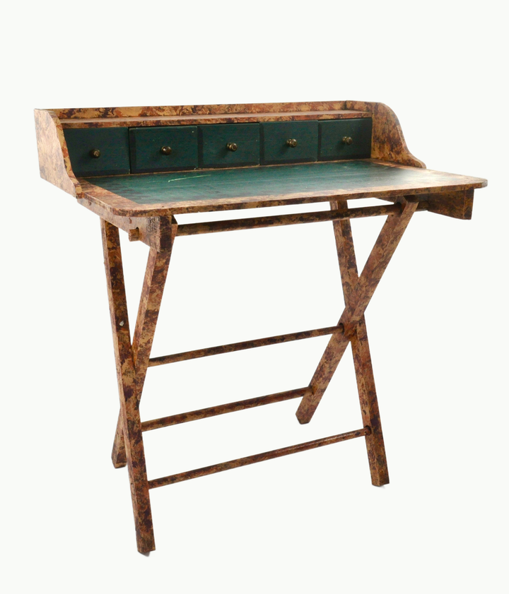 Vintage Folding Desk With Faux Bois Painted Finish