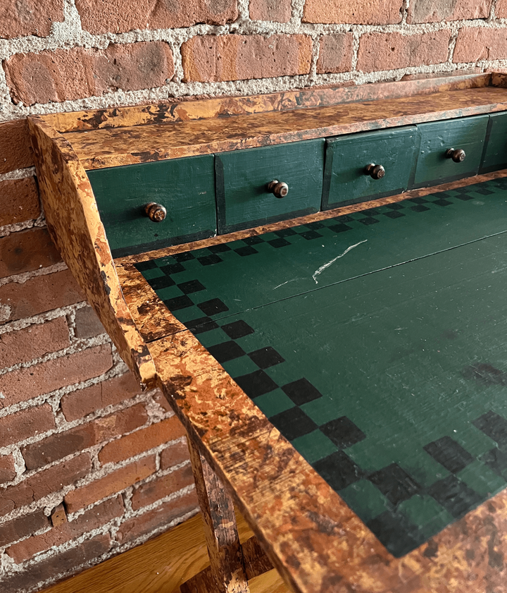 Vintage Folding Desk With Faux Bois Painted Finish