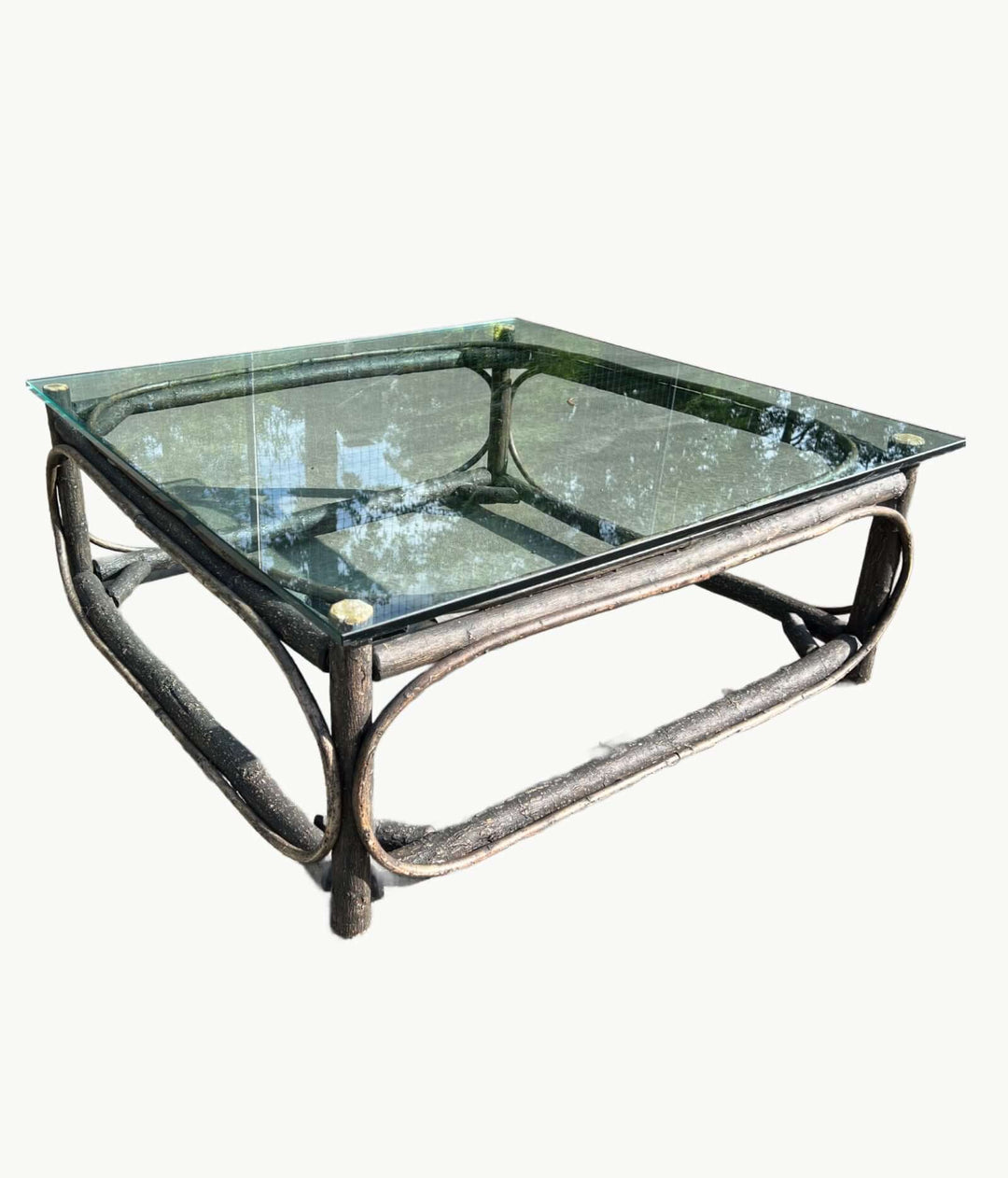 found vintage la lune collection bent willow glass top coffee table B