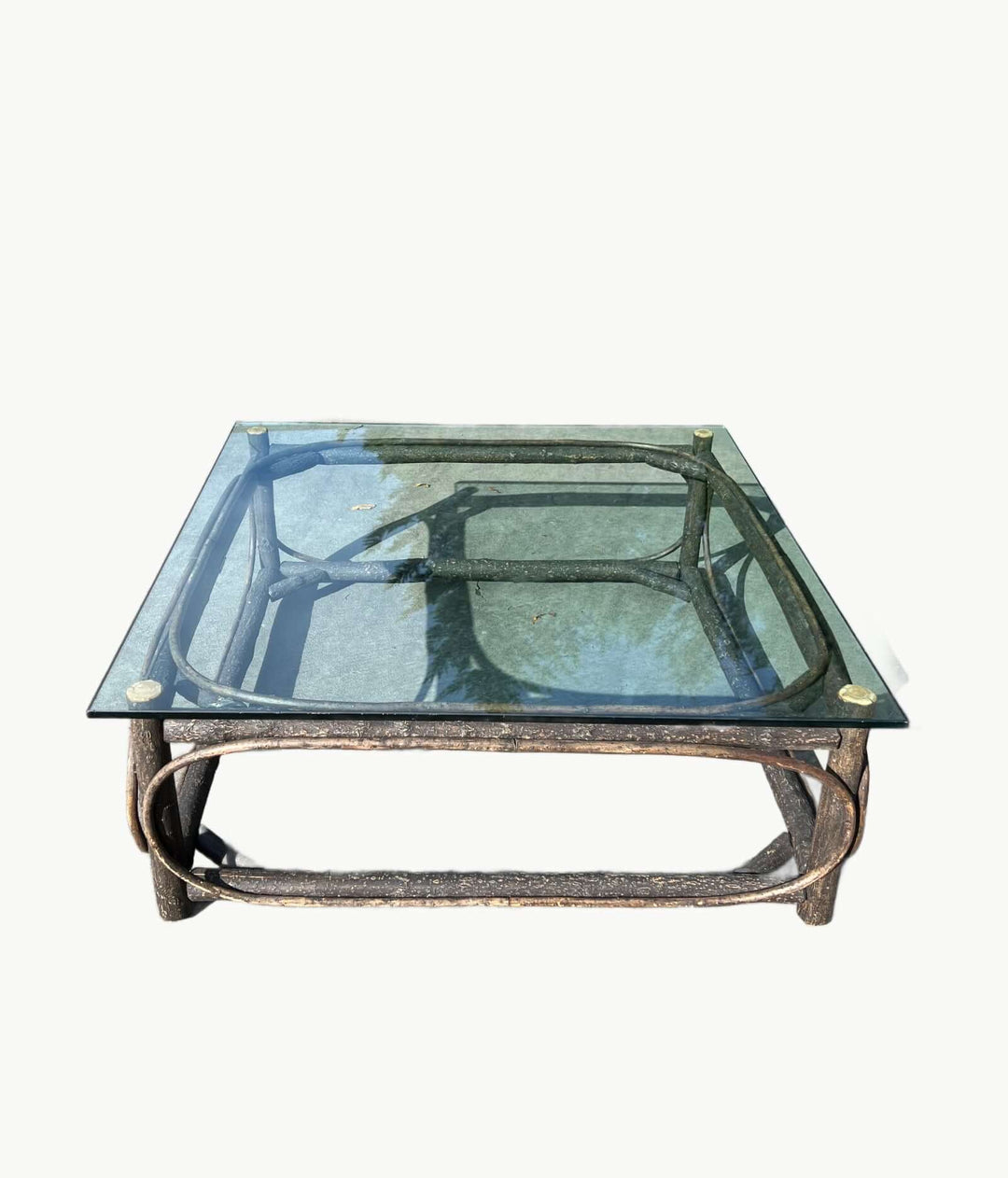 Rustic Twig Coffee Table with Glass Top by La Lune Collection