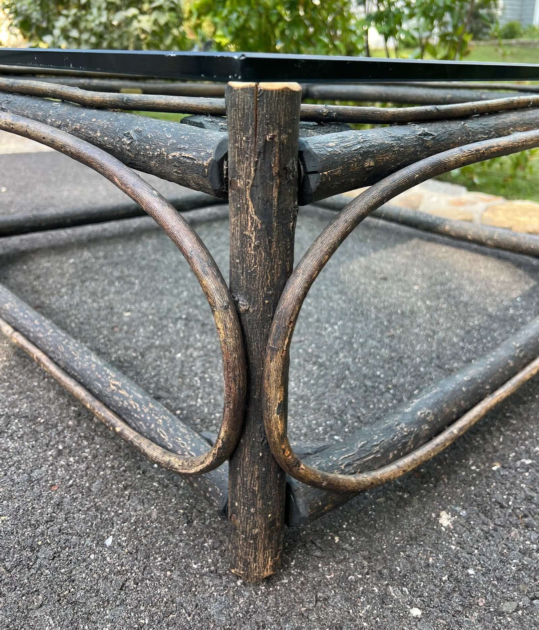 Rustic Twig Coffee Table with Glass Top by La Lune Collection