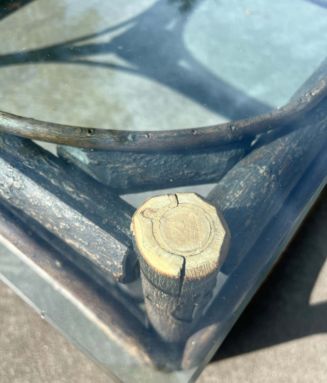 Rustic Twig Coffee Table with Glass Top by La Lune Collection