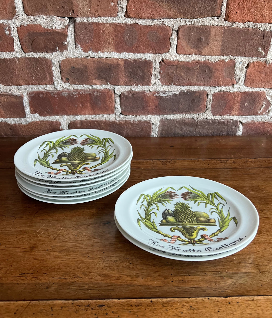 Set of 8 Vintage Limoges Dessert Plates – “Les Fruits Exotiques” by Giraud for Porcelaine d’Auteuil