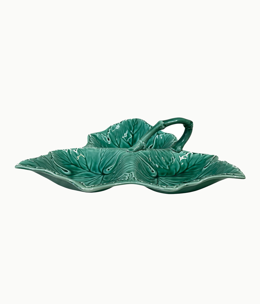 1950s Wedgwood Green Majolica Grape Leaf Serving Set