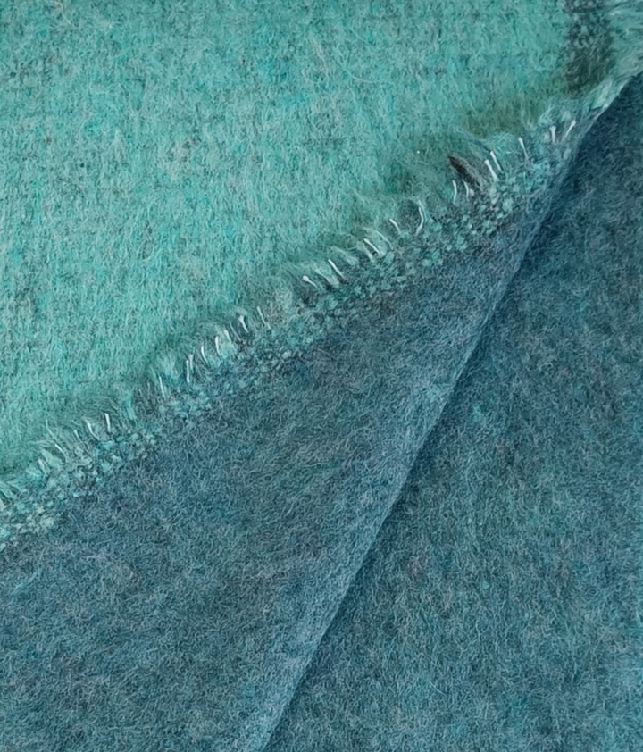 Mohair-blend, Eco-lux Italian Throw Blanket - Turquoise - andfoundfurnishings