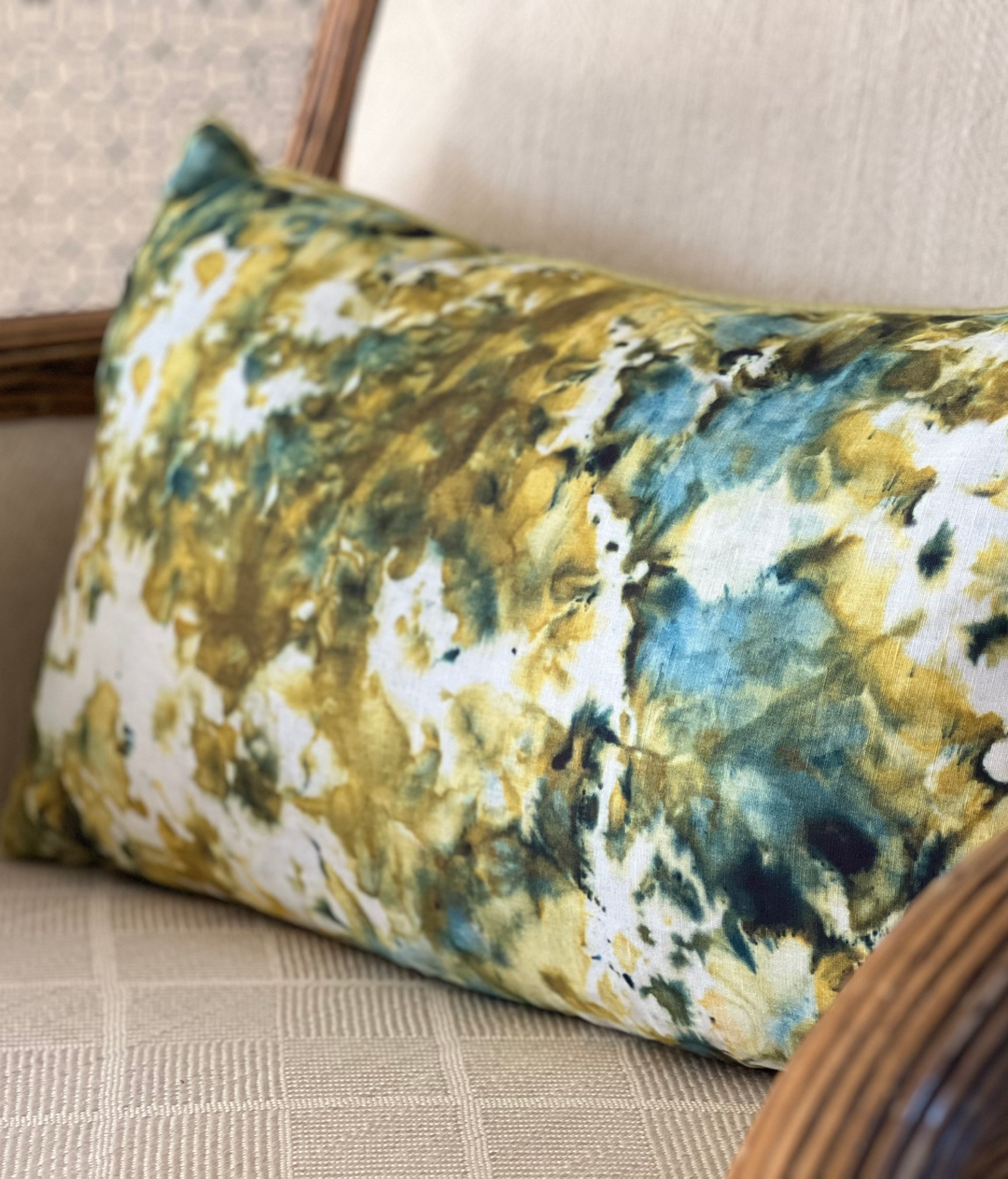 Green Marble Design Lumbar Pillow - andfoundfurnishings